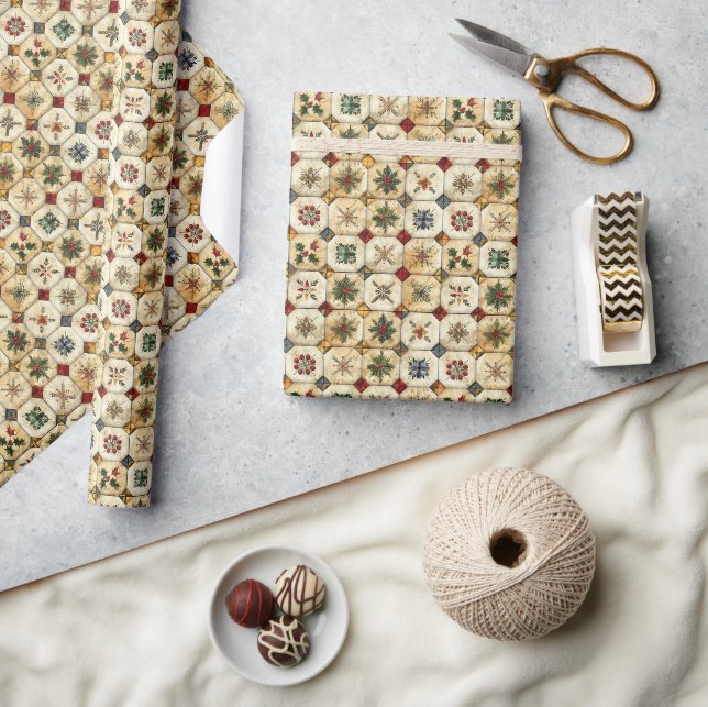 Jul Quilt Mönster Presentpapper (Hantverk)