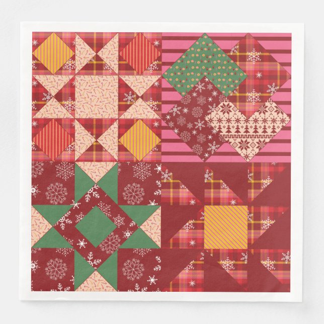 Jul Quilt Squares Pappersservett (Framsida)