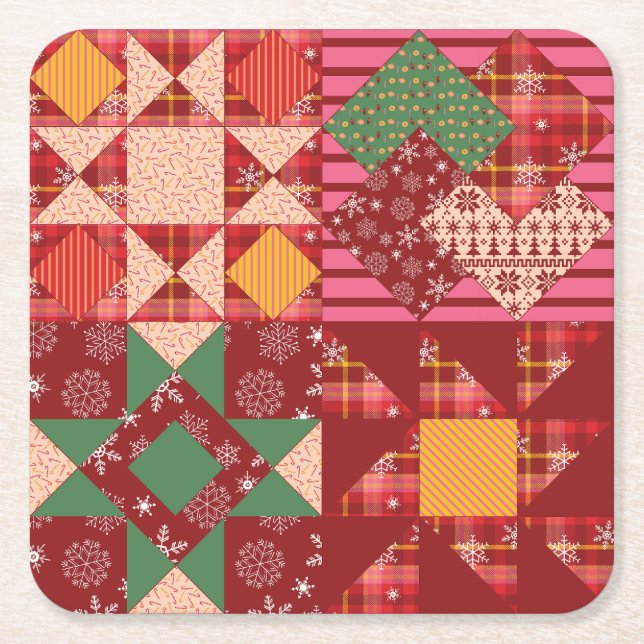 Jul Quilt Squares Underlägg Papper Kvadrat (Framsidan)