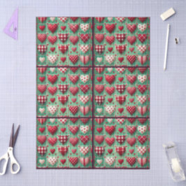 Jul Quilts Hearts Grönt Red White Decoupage