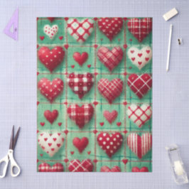 Jul Quilts Hearts Grönt Red White Decoupage