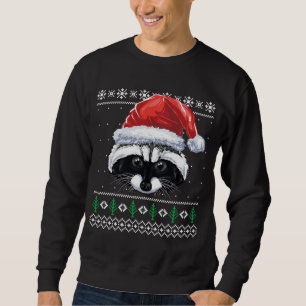 Jul Raccoon Funny Santa Raccoon Julafton Ugly Sw Lång Ärmad Tröja