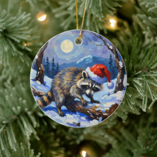 Jul Raccoon Julgransprydnad Keramik