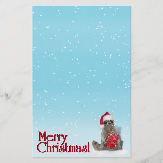 Jul Raccoon med nutid Brevpapper (Framsida)