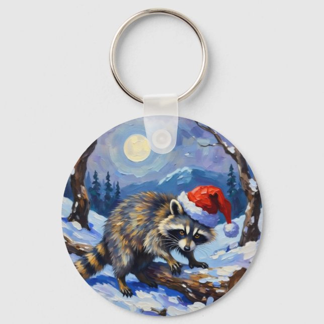 Jul Raccoon Nyckelring (Framsida)