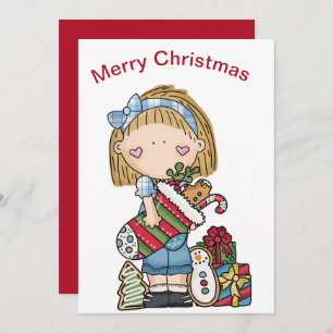 Jul Rag-dockan med en Stocking-Helgdag Julkort