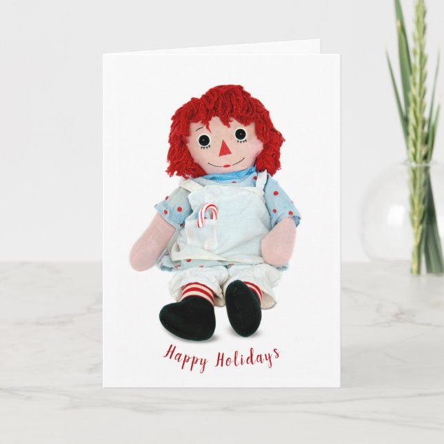 Jul Rag Doll med candy cane Kort (Framsida)