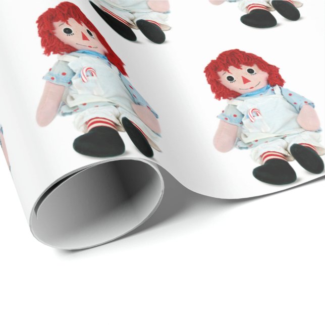 Jul Rag Doll med Candy cane Presentpapper (Rullad Hörn)