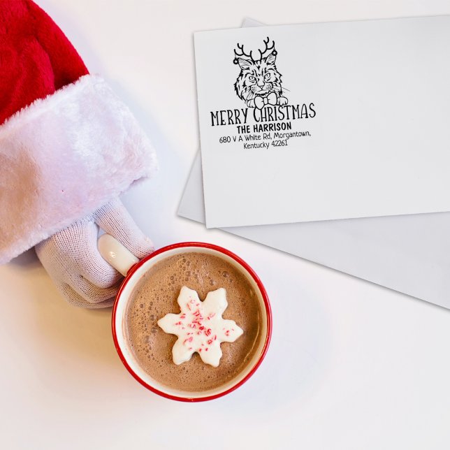 Jul Ragamuffin Cat Returadress Stämpel (Skapare uppladdad)