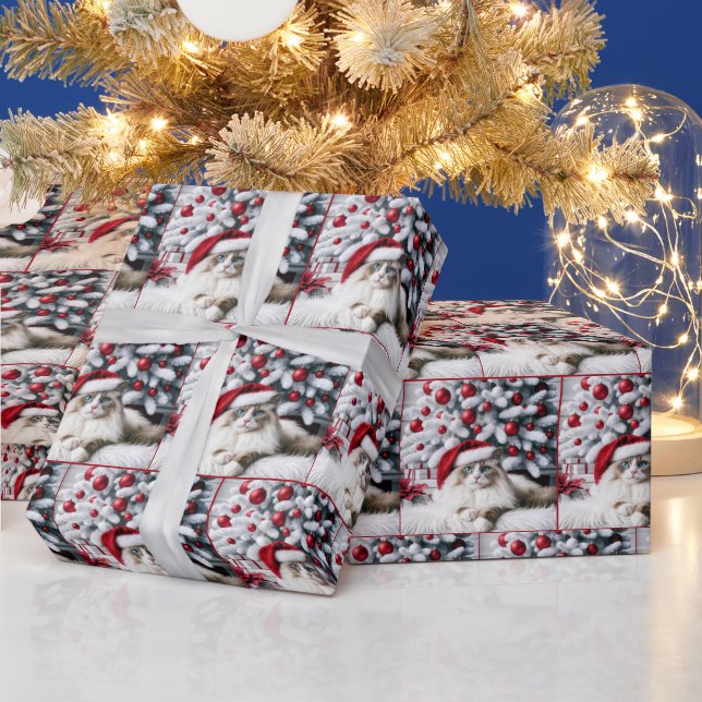 Jul Ragdoll Cat i Santa Hat Presentpapper (Helgdagar)