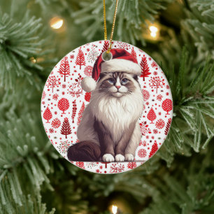 Jul Ragdoll-katt, Julafton Santa Ragdoll-kattunge Julgransprydnad Keramik