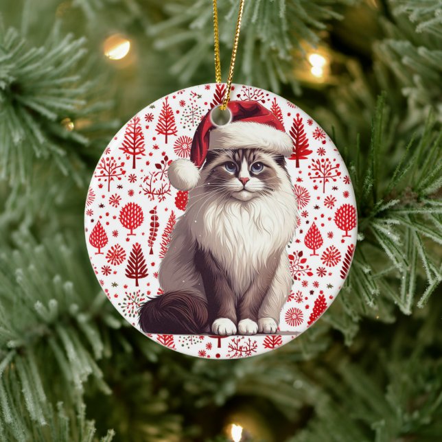 Jul Ragdoll-katt, Julafton Santa Ragdoll-kattunge Julgransprydnad Keramik (Träd)