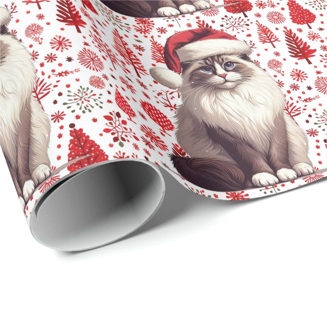Jul Ragdoll-katt, Julafton Santa Ragdoll-kattunge Presentpapper (Rullad Hörn)