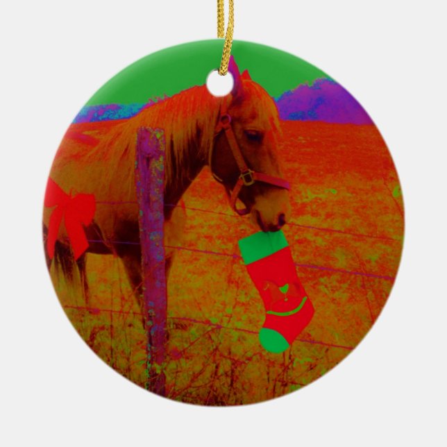 Jul Rainbow Horse Julgransprydnad Keramik (Framsidan)