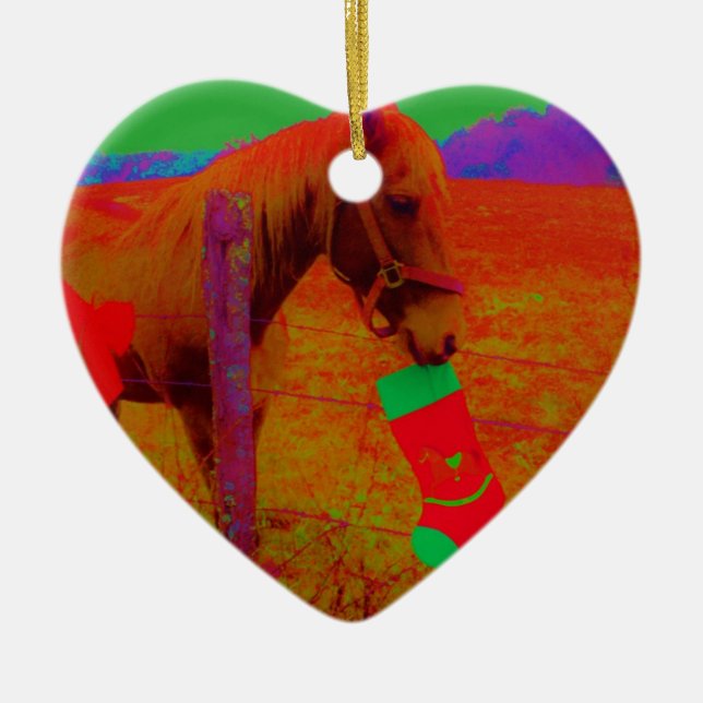 Jul Rainbow Horse Julgransprydnad Keramik (Framsidan)