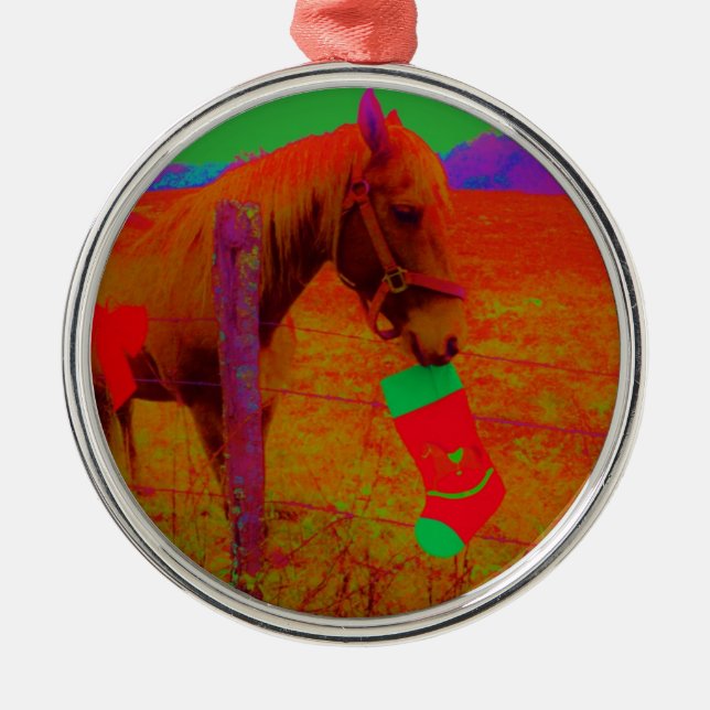 Jul Rainbow Horse Julgransprydnad Metall (Framsidan)