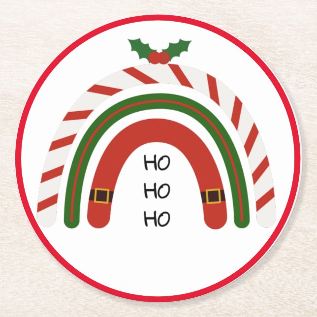 Jul Rainbow Låt det snöa Underlägg Papper Rund (Framsidan)