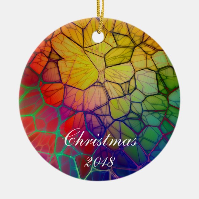 Jul Rainbow Mosaic - Glass-glasutseende Julgransprydnad Keramik (Framsidan)