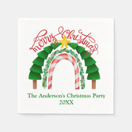 Jul Rainbow Red Grönt jul Party Pappersservett