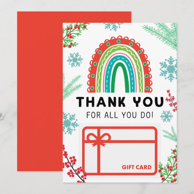 Jul Rainbow Tack Gift Card Holder Inbjudningar (Fram/baksida)