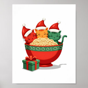 Jul Ramen Katt Tomte Anime Mjao Katt Mjao Ca Poster