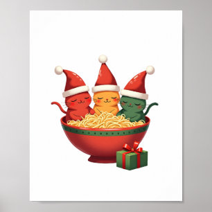 Jul Ramen Katt Tomte Anime Mjao Katt Mjao Ca Poster
