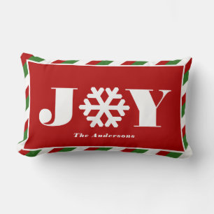 Jul Rand JOY Snowflake Family Namn Lumbarkudde