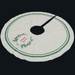 Jul Rand och andedräkt Monogram Träd Skirt Julgransmatta Borstad Polyester<br><div class="desc">Anpassningsbar designade Julgran-kjolen med en söt strimlad cirkel gräns och personlig med din familjs monogram eller annan anpassningsbar i en lagerkrans ram. Tryckt bakgrund av den strålande ytan. Klicka på Anpassa om du vill lägga till egen text och bilder om du vill skapa en unik design av ett slag!</div>