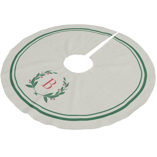 Jul Rand och andedräkt Monogram Träd Skirt Julgransmatta Borstad Polyester (Vinklad)