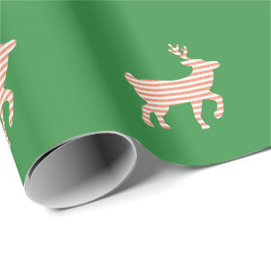 Jul - randig ren för candy cane presentpapper