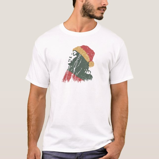 Jul Rastafari-kvinna T Shirt (Framsida)