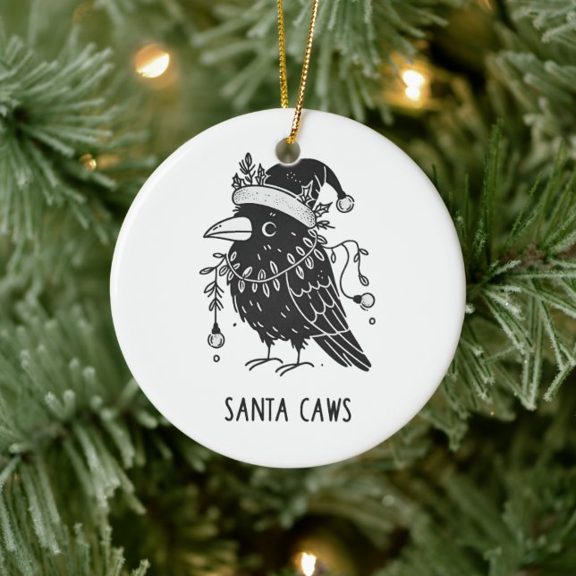 Jul Raven Santa Caws Julgransprydnad Keramik (Träd)