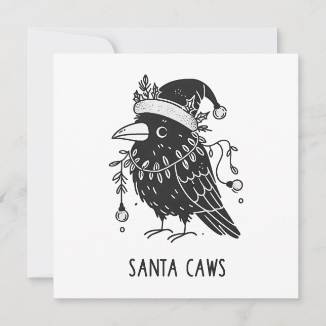 Jul Raven Santa Caws Julkort (Framsida)