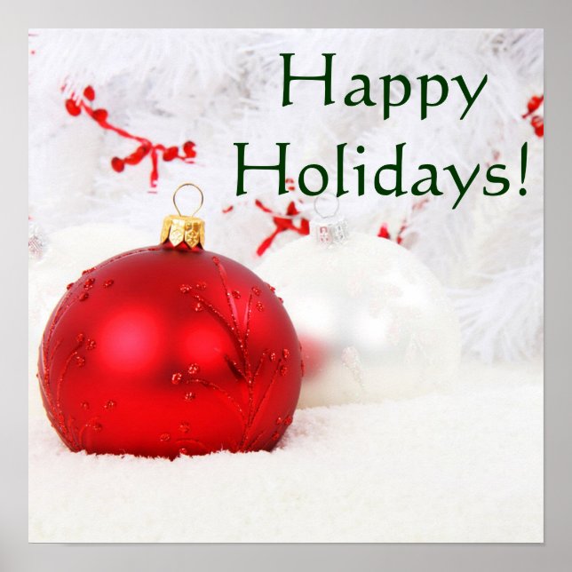 Jul Red and White Glad helg I Poster (Framsidan)