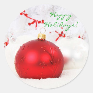 Jul Red and White Glad helg I Runt Klistermärke