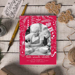 Jul Red Baking Spirits Bright Photo Card Helg Vykort