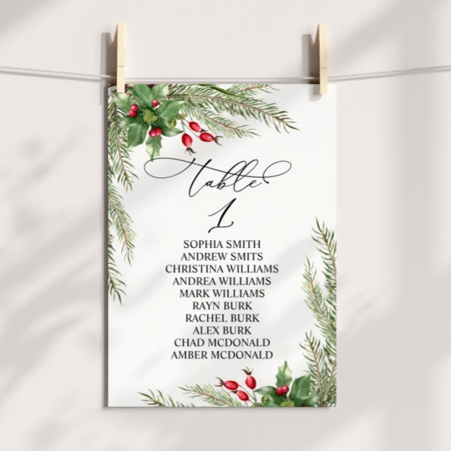 Jul Red Berries Bordsnummer 1 Sittdiagram (Skapare uppladdad)