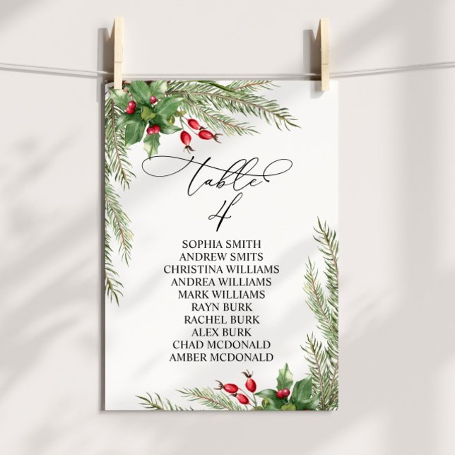 Jul Red Berries Bordsnummer 4 Sittdiagram (Skapare uppladdad)