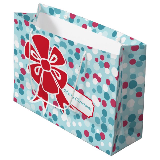 Jul Red Bow Gift Bag (Framsidan Vinklad)