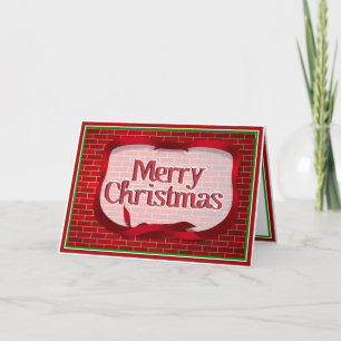 Jul Red Brick Background Helgkort