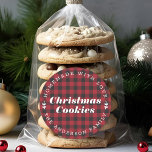 Jul Red Buffalo Check Homemade Baking Gift Runt Klistermärke<br><div class="desc">Anpassningsbar-designade klistermärken och etiketter med personlig på julklapp. Perfekt för hemmade bakade varor,  hantverk,  gåvor m.m.</div>