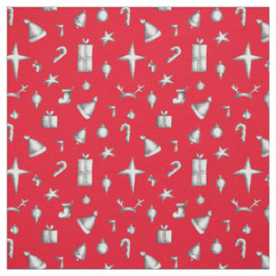 Jul Red Candy cane Stars Sleds Mönster Tyg