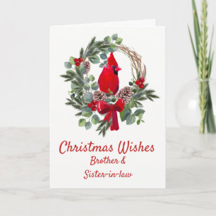 Jul Red Cardinal Brother Sister in Law Helgkort