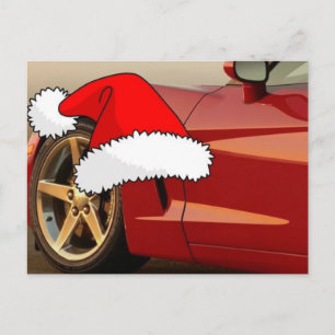 Jul Red Corvette Helg Vykort