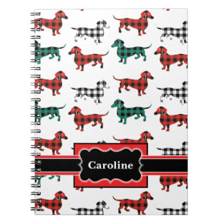 Jul Red Flanella Dachshunds Cute Hundar Anteckningsbok