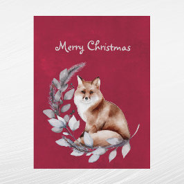 Jul Red Fox Löv Vattenfärg Helg Vykort