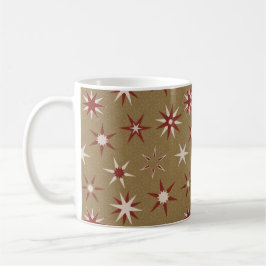 Jul Red Geo Stars - guld mönster. Kaffemugg