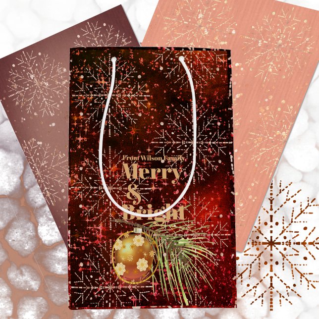 Jul Red Gift Bag med Snöflingor (Skapare uppladdad)