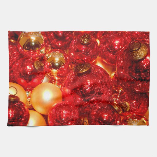 Jul Red Glass Decor Baubles Kökshandduk (Horisontell)