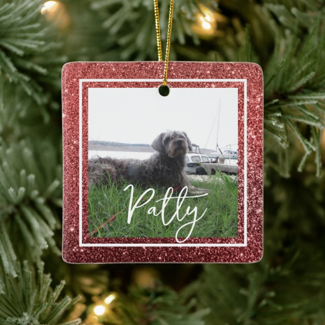 Jul Red Glitter Bible Verse Hope Julgransprydnad Keramik (Träd)